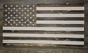Torched Cedar/White American Flag
