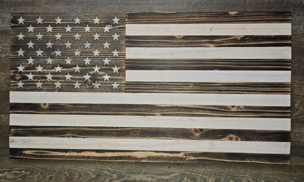 Torched Cedar/White American Flag