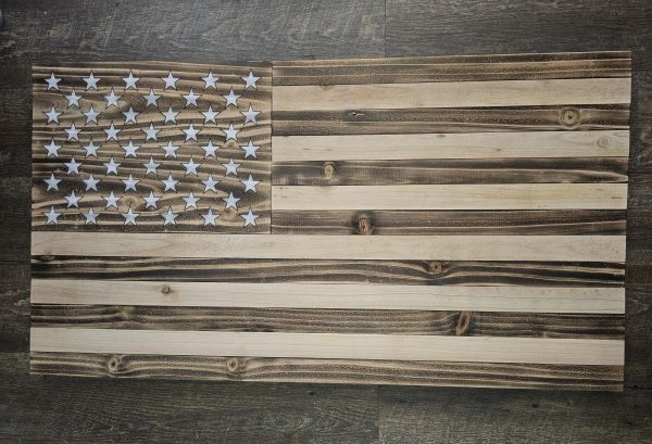Torched Cedar/Raw/White Stars American Flag