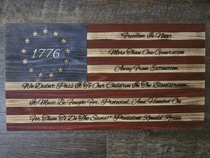 Torched Cedar Red/Raw/Blue 1776 Regan Flag